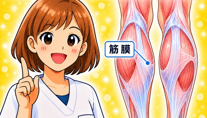 整体師が伝える臓器シリーズ Vol.24 筋膜 ─ ふくらはぎの筋膜をやさしく解説するイラスト